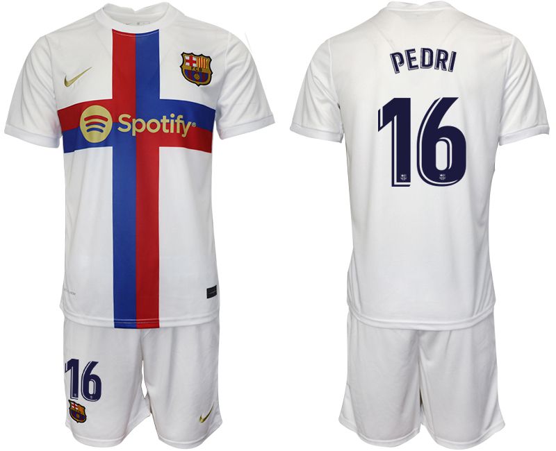 Men 2022-2023 Club Barcelona white away #16 Soccer Jersey->barcelona jersey->Soccer Club Jersey